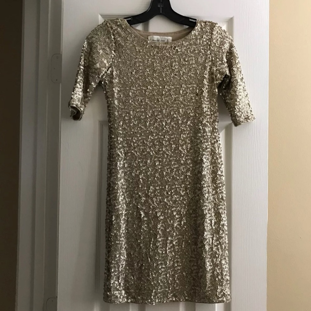 gold sequin dress